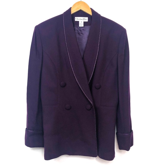 Dior Jackets & Blazers - CHRISTIAN DIOR Plum Wool Double Breasted Blazer 14